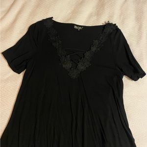 Topshop black criss cross shirt
